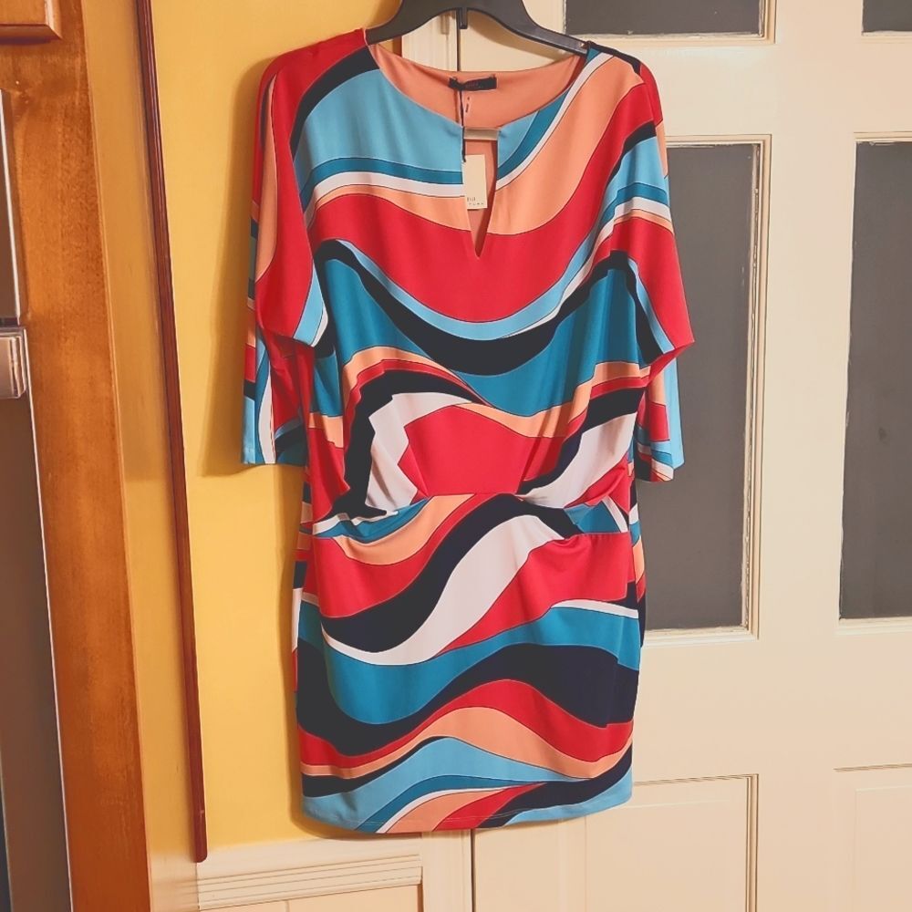 Trina Turk Multicolor Graphic Print Longsleeve Dress Size 6 NWT